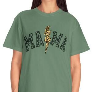 Mama Lightning Graphic T Shirt Leopard Print Checkered Shirt